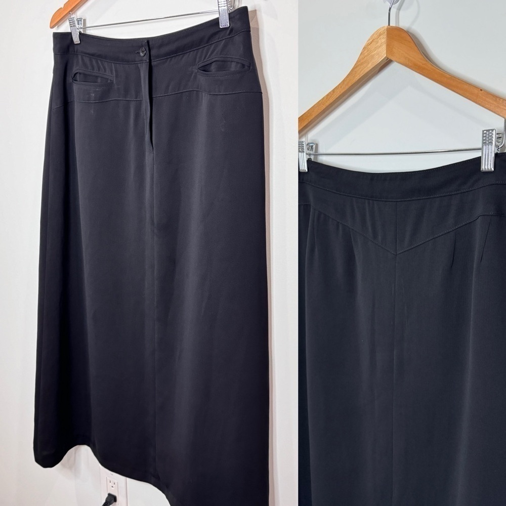 Harve Benard Maxi Black Lined Skirt with Pockets (Sz 14)
